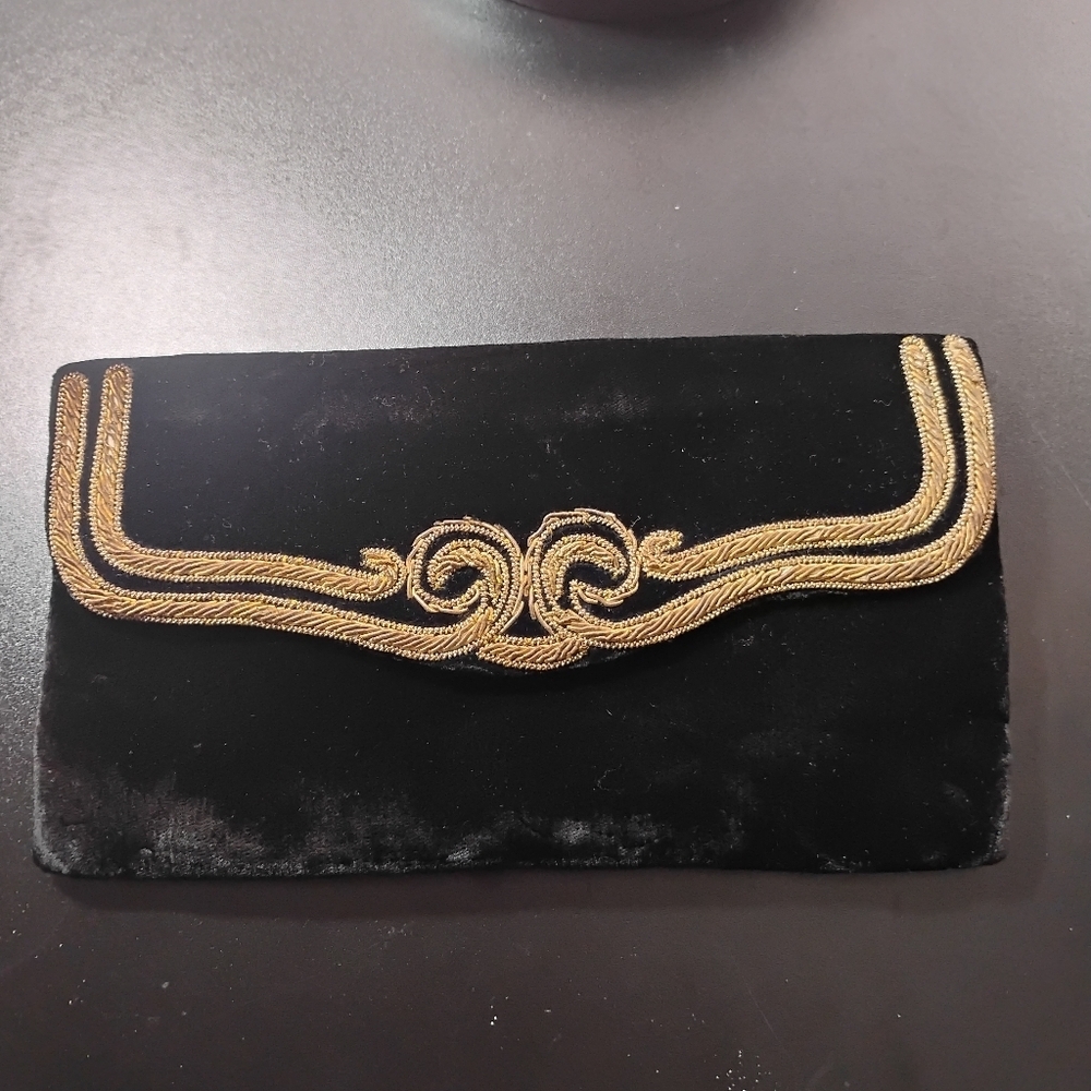 Kane-m Black Velour Evening Clutch Bag Embroidery - Picture 16 of 16